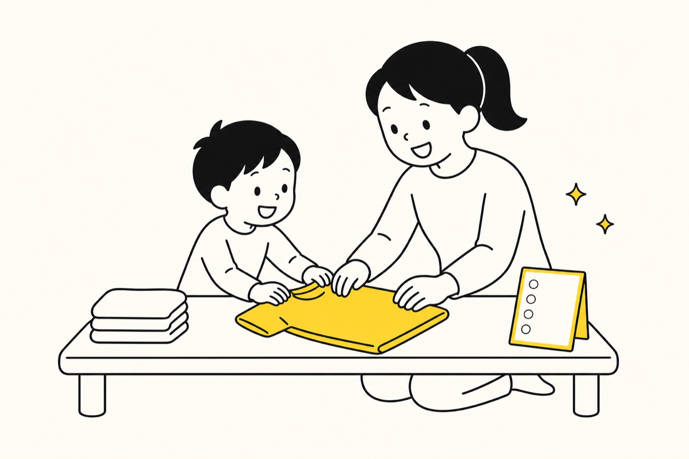 親子で家事を楽しむ様子